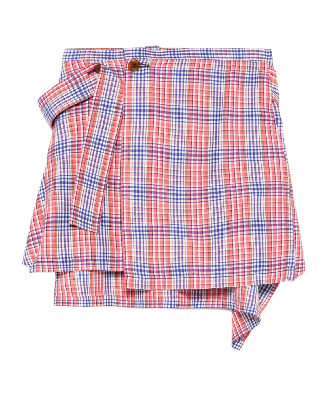 Vivienne Westwood Layered Asymmetric Hem Checked Skirt In Red/blue