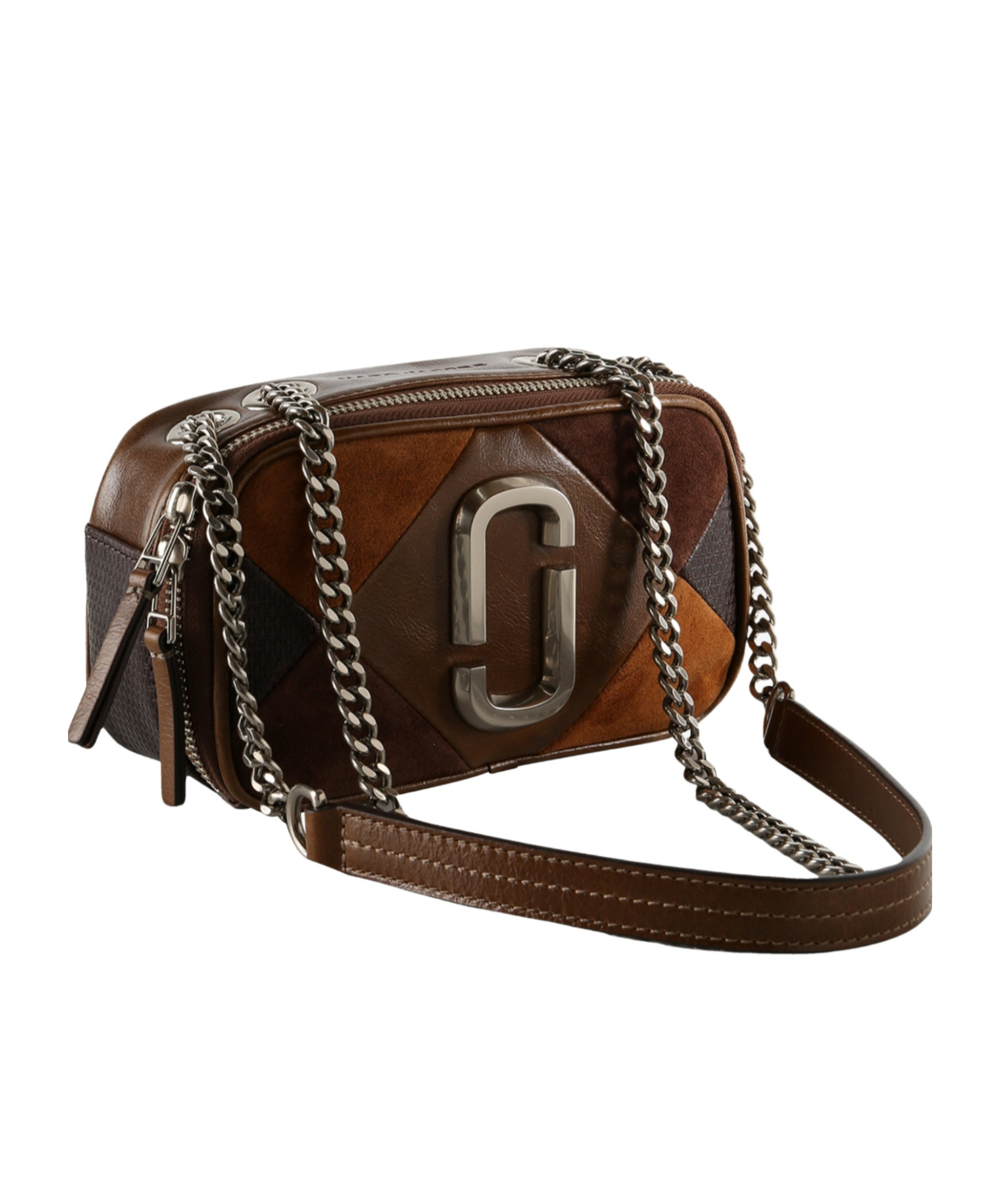 Marc Jacobs The Snapshot Patchwork Leather Crossbody Bag In Brown