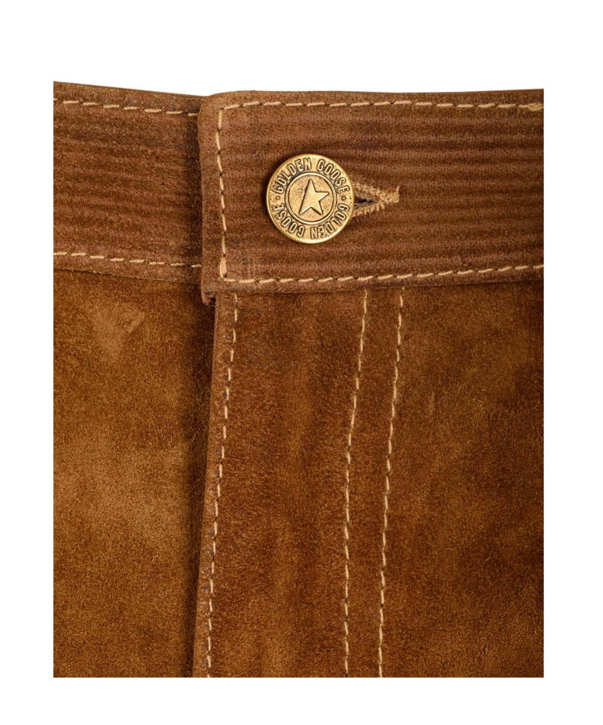 Shop Golden Goose Women's Tobacco-colored Split Leather Pants In Brown
