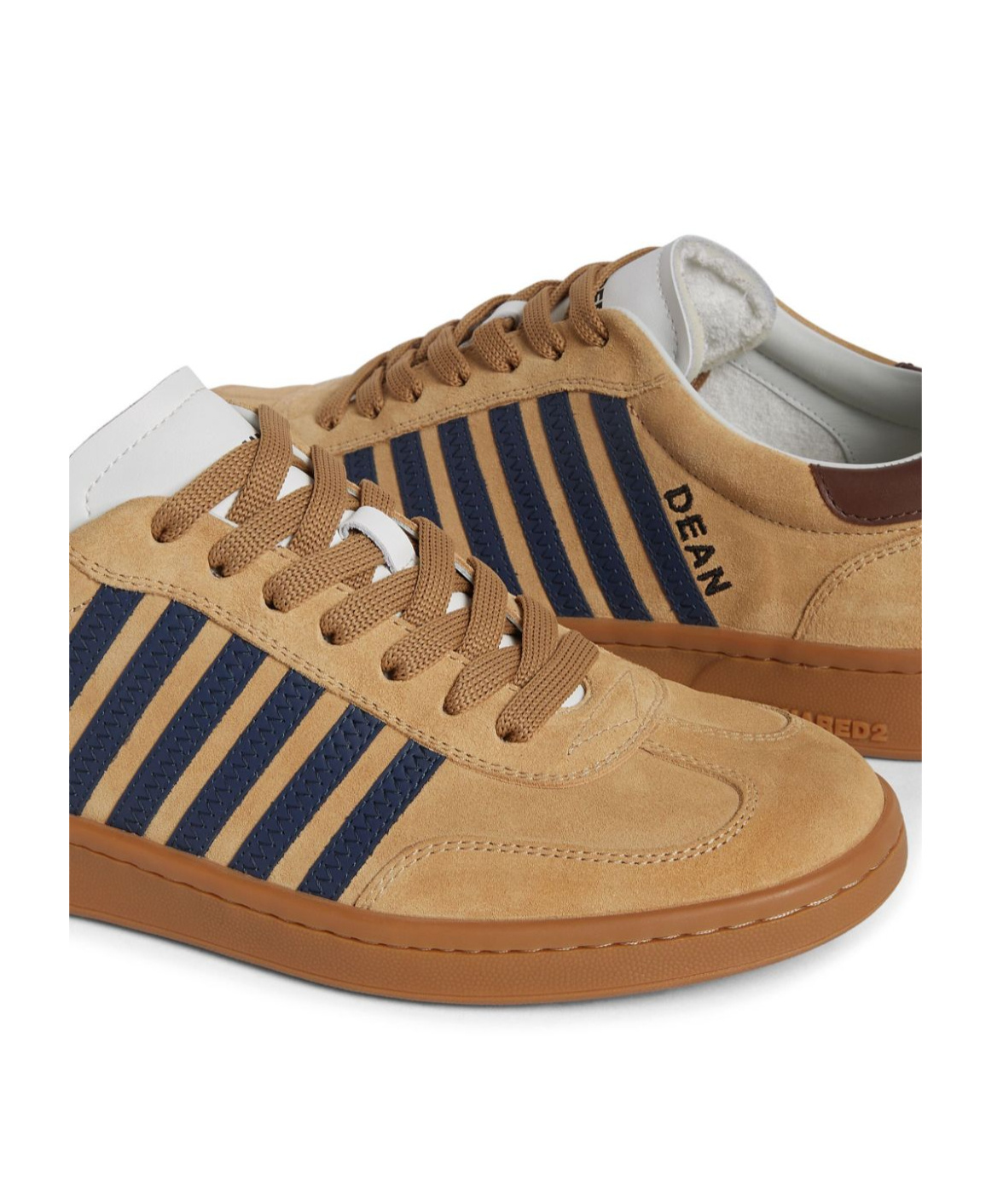 Dsquared2 Brown Low Top Sneakers With Logo Lettering On The Tongue And Striped Detail On The Side In Leather A In Brown
