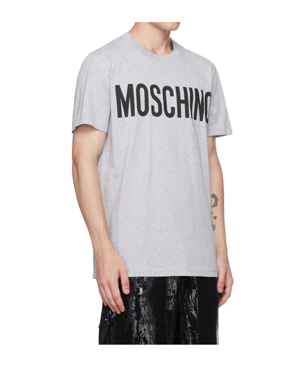 Moschino Gray Bonded Logo T-shirt In White