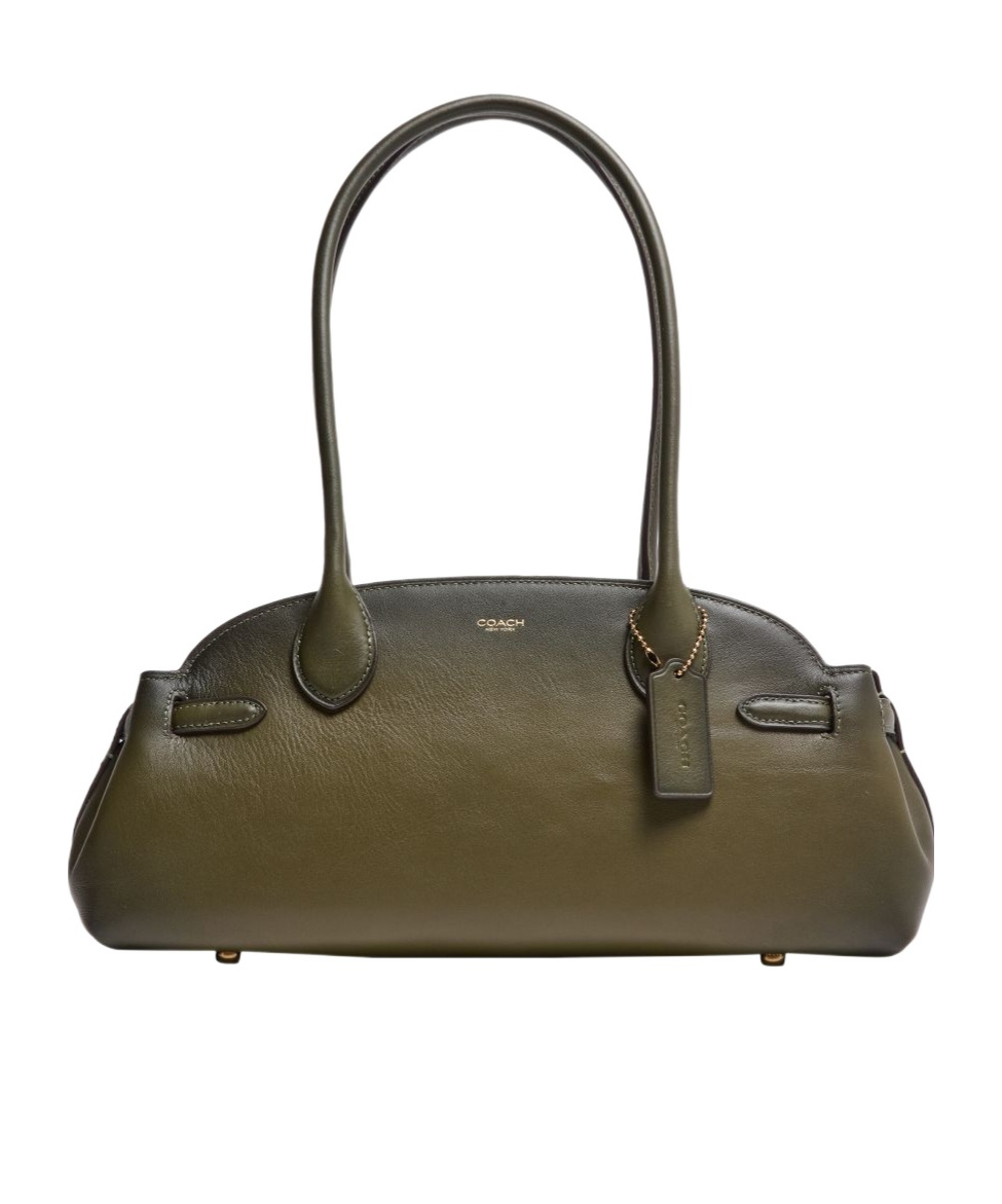 Coach Empire Carryall 34 Glazed Leather Shoulder Bag In Green
