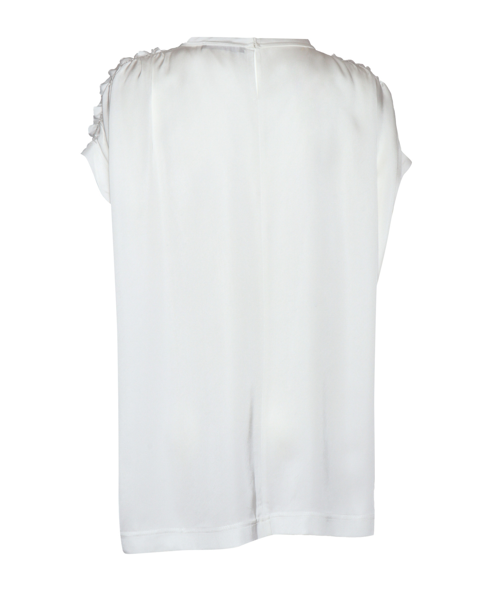 Fabiana Filippi Viscose Satin Top With Gathered Shoulder And Filo Diamante