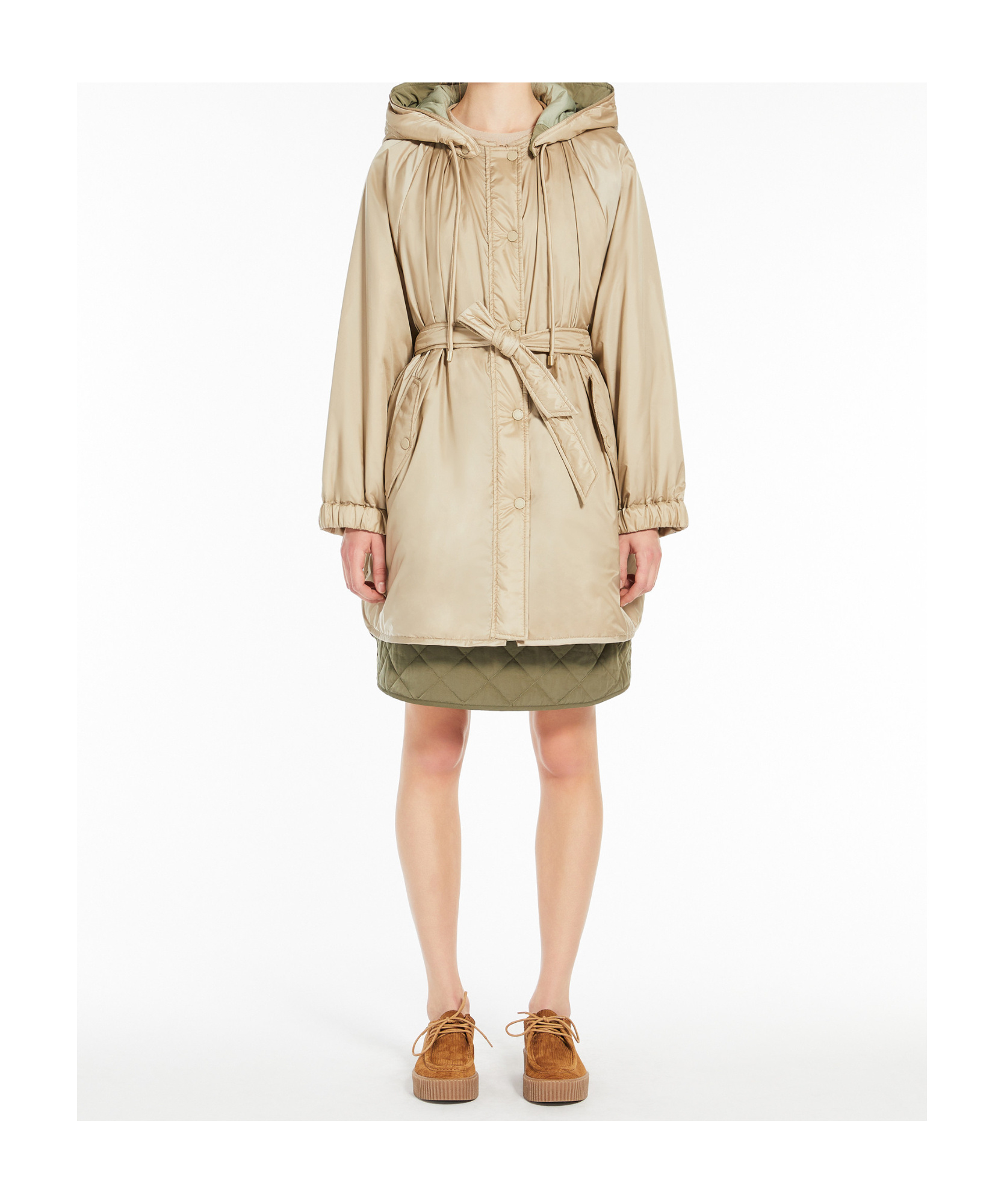 Weekend Max Mara Long-sleeved Double-sided Parka Coat In Nude