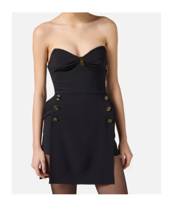 Elisabetta Franchi Black Lightweight Crepe Bustier Dress In Black