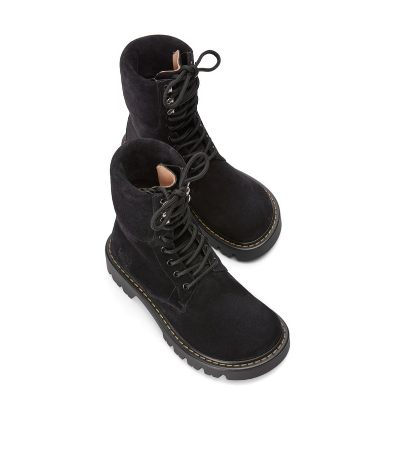 Loewe Sierra Suede Lace-up Combat Boots In Black