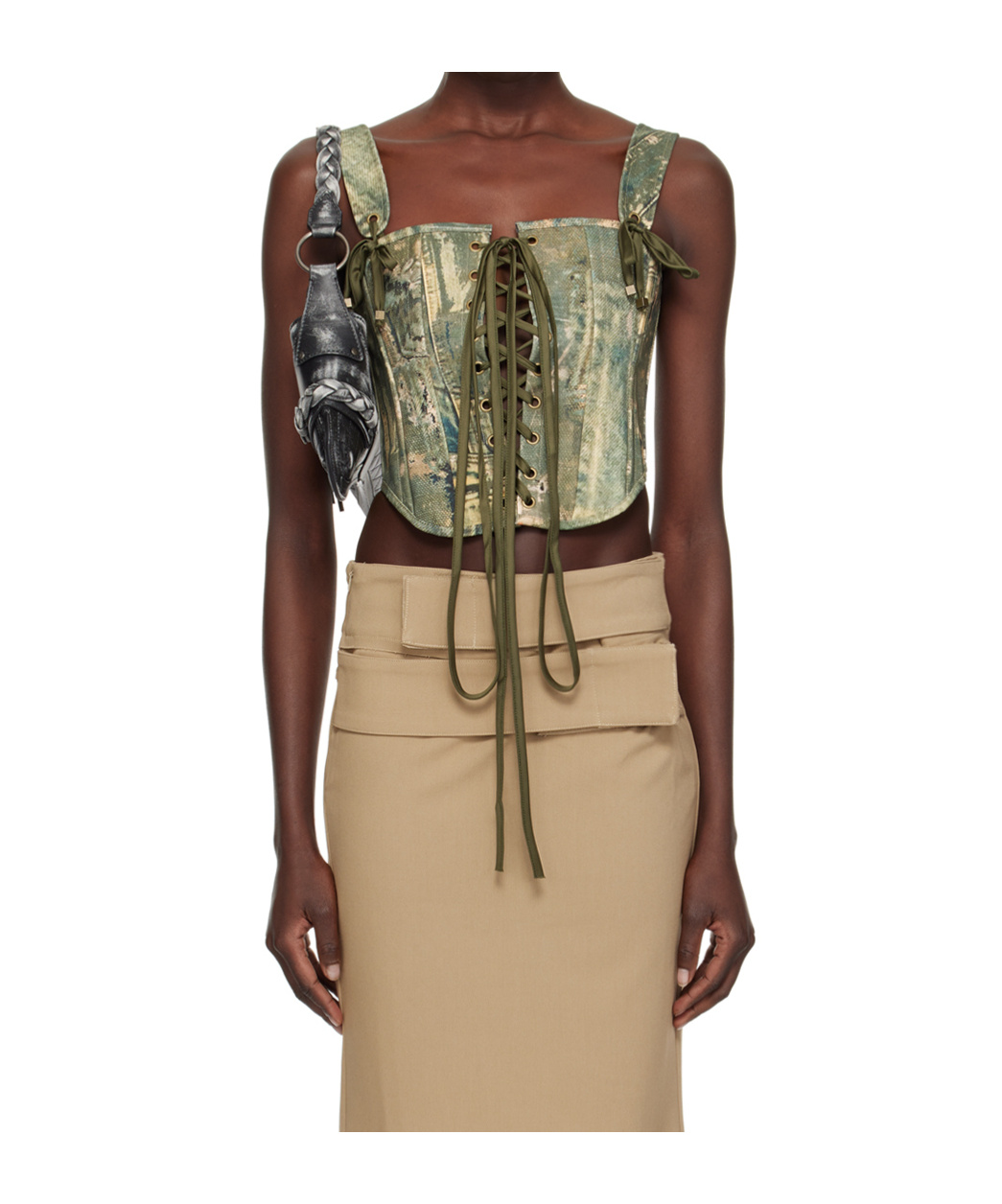RAGA MALAK PRINTED DENIM CORSET