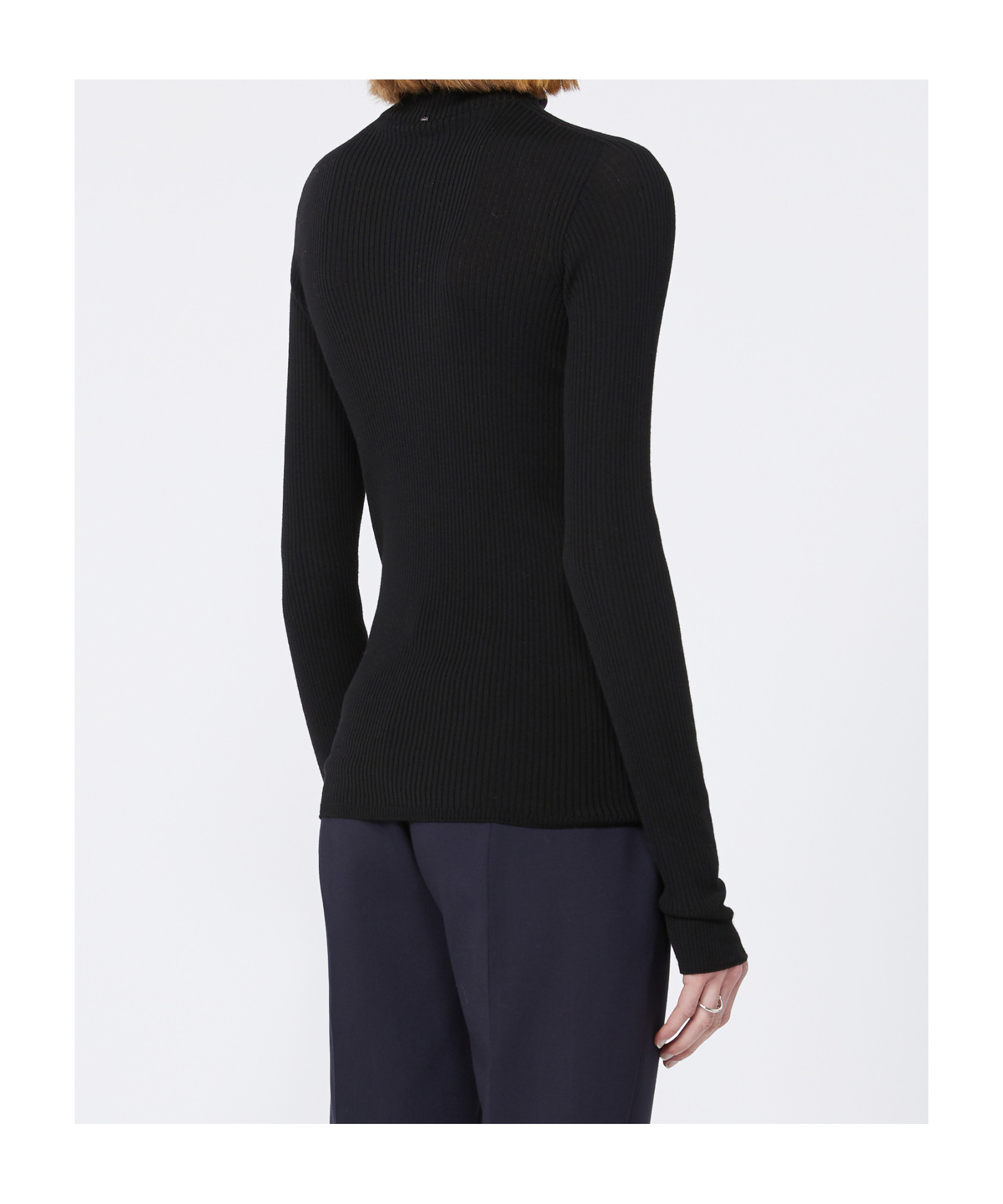 Sportmax Virgin Wool Turtleneck Knit Sweater In Black