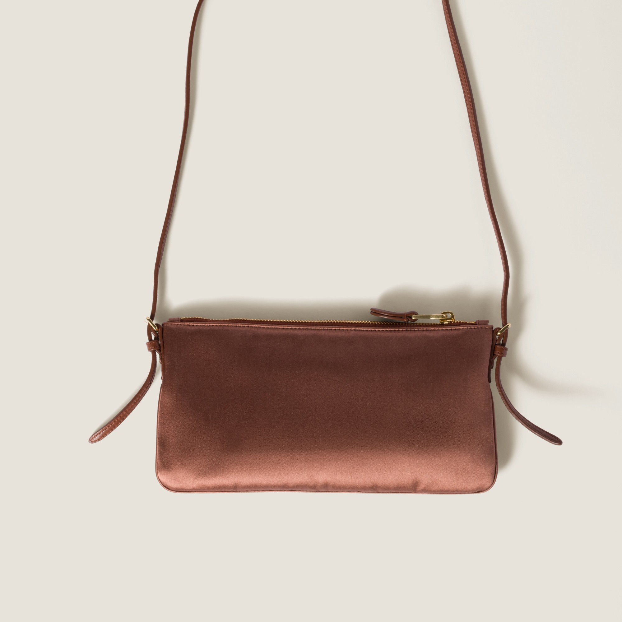 Miu Miu Satin Mini Handbag In Brown