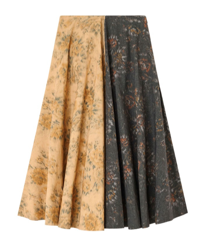 Ganni Black And Beige Floral Skirt In Multi