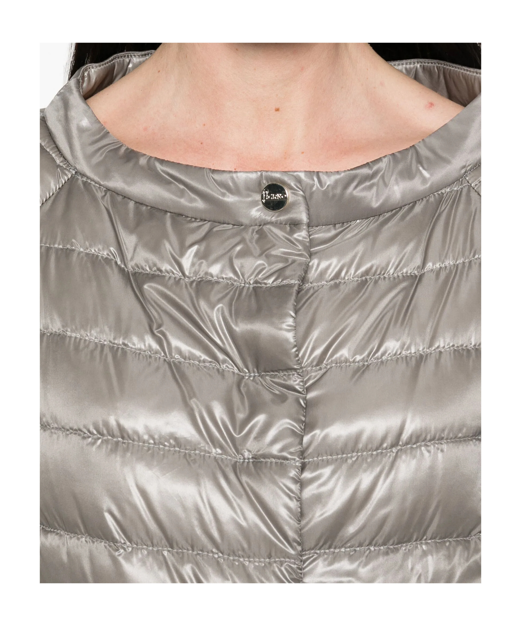 Herno Collarless Jacket In Silver