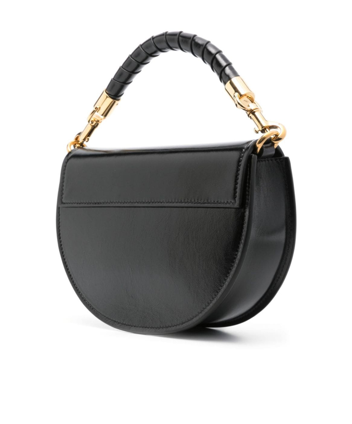 Chloé Marcie Flap Crossbody Bag In Shiny Calfskin In Black