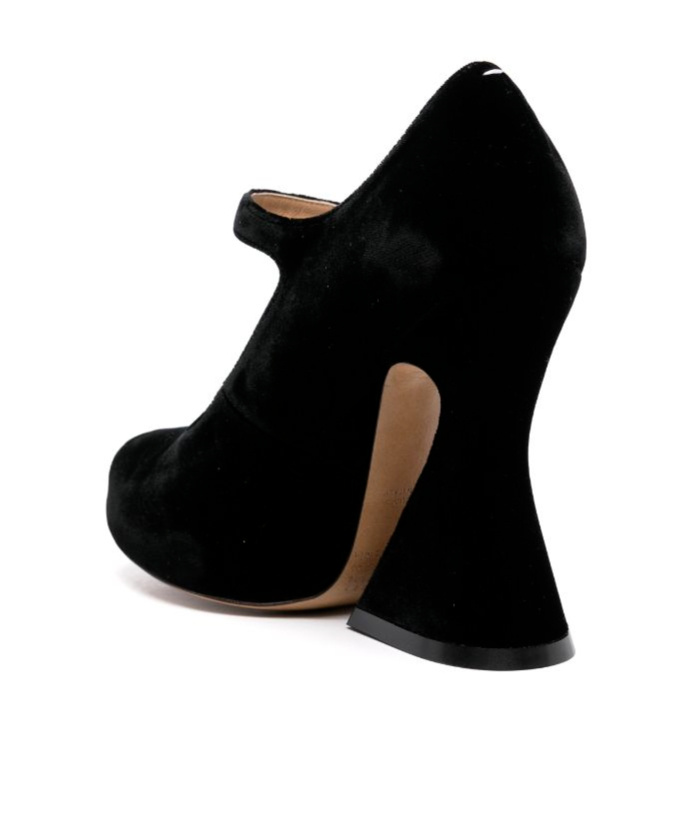 Shop Maison Margiela 125mm Velvet Peep-toe Sandals In Black