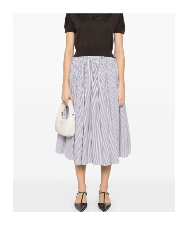 PRADA STRIPED POPLIN SKIRT 