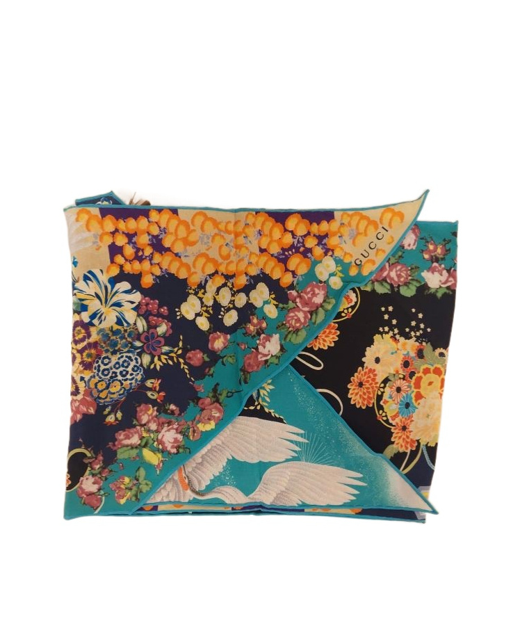 Gucci Pattern Silk Scarf In Multicolor