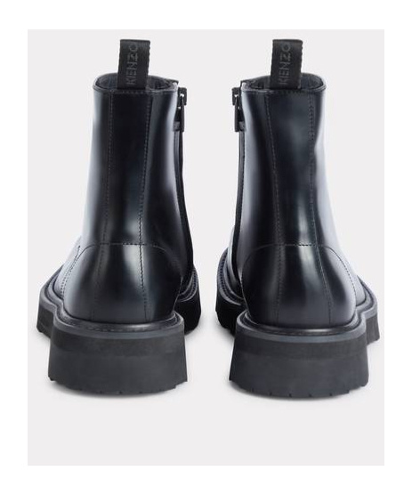 Kenzo Stylish Lace-up Ankle Boots With Pull Tab In Black
