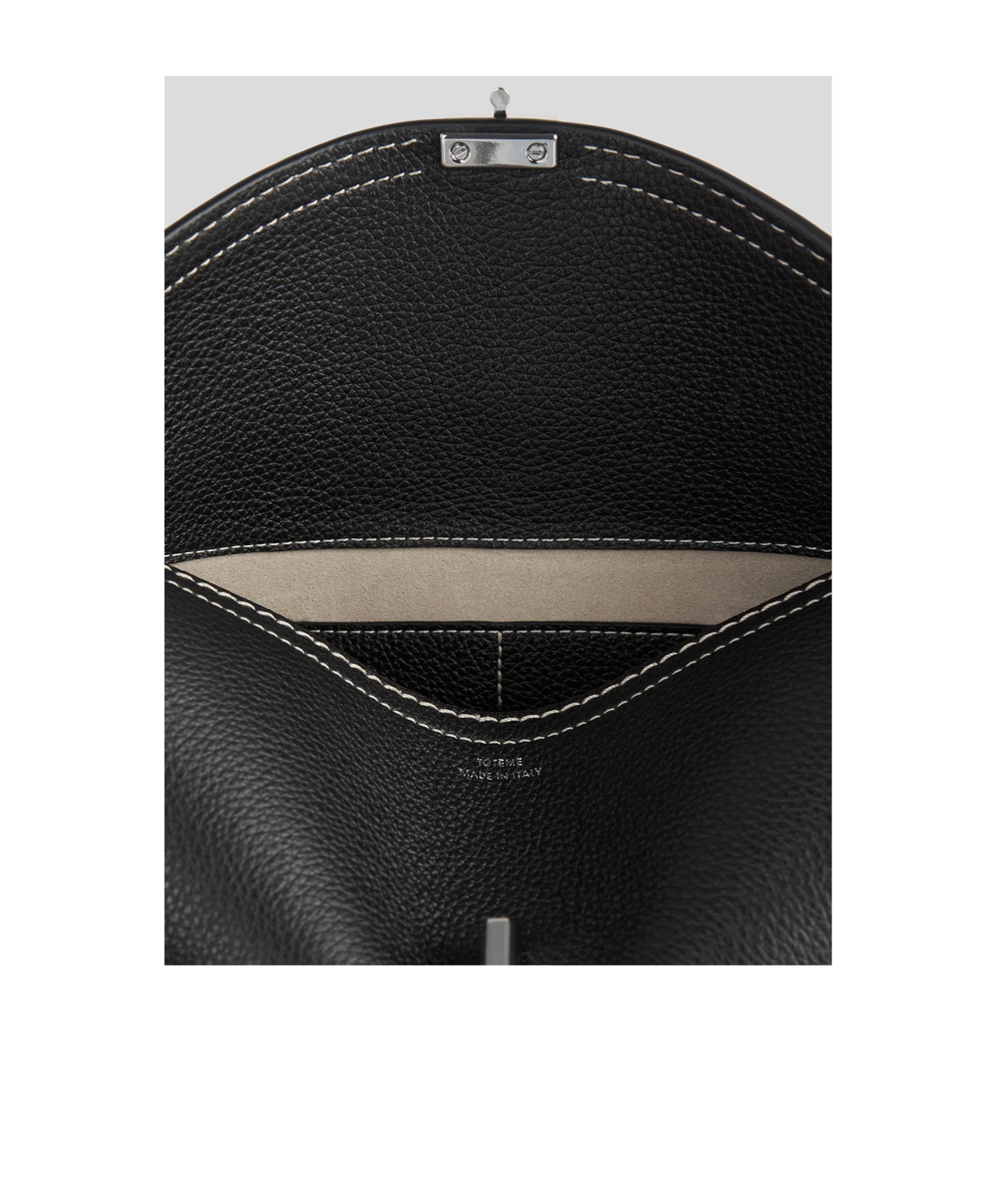 Totême Logo Plaque Foldover Top Handle Bag In Black