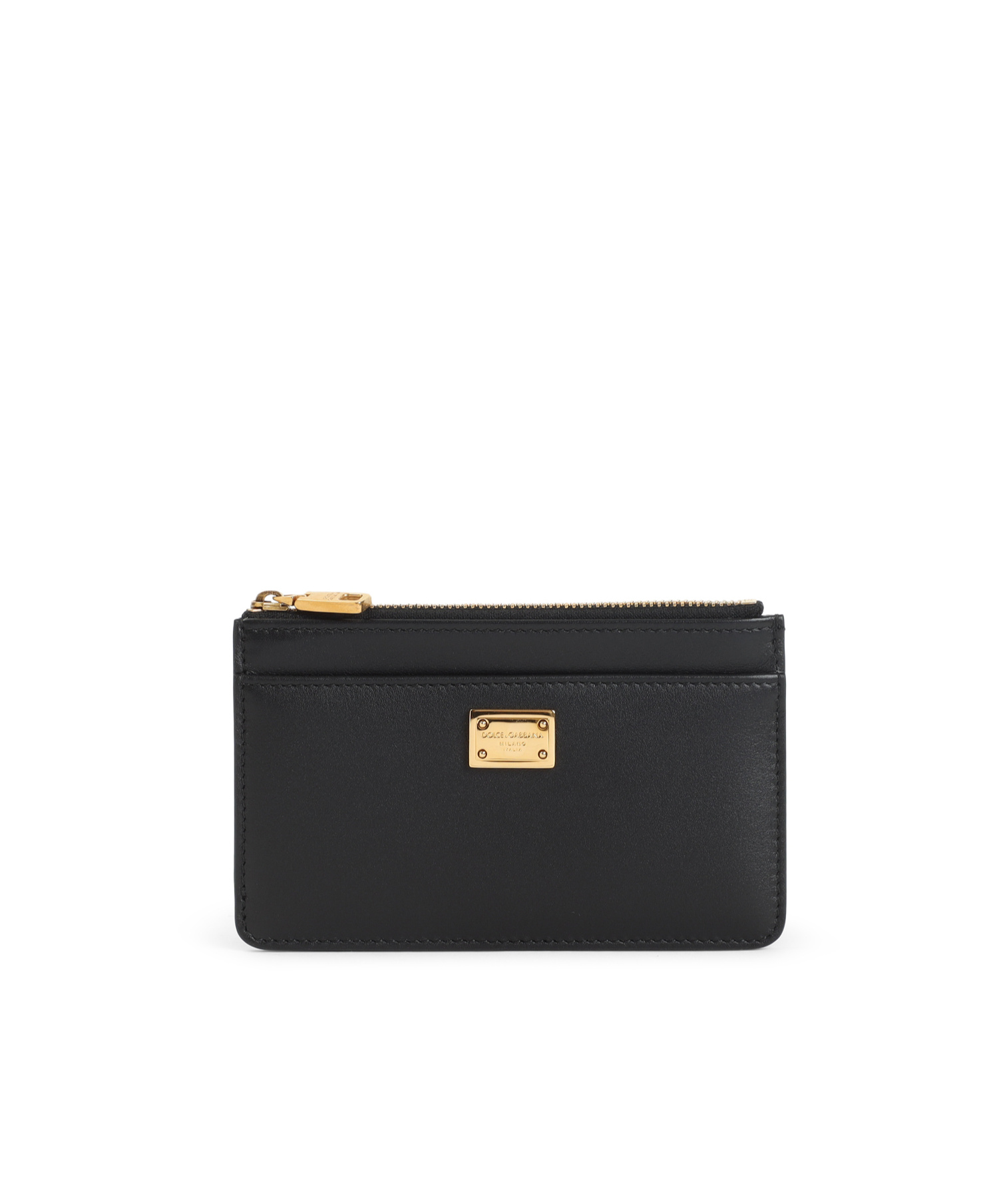 Dolce & Gabbana Dolce  Gabbana Logo Plate Zipped Cardholder In Black