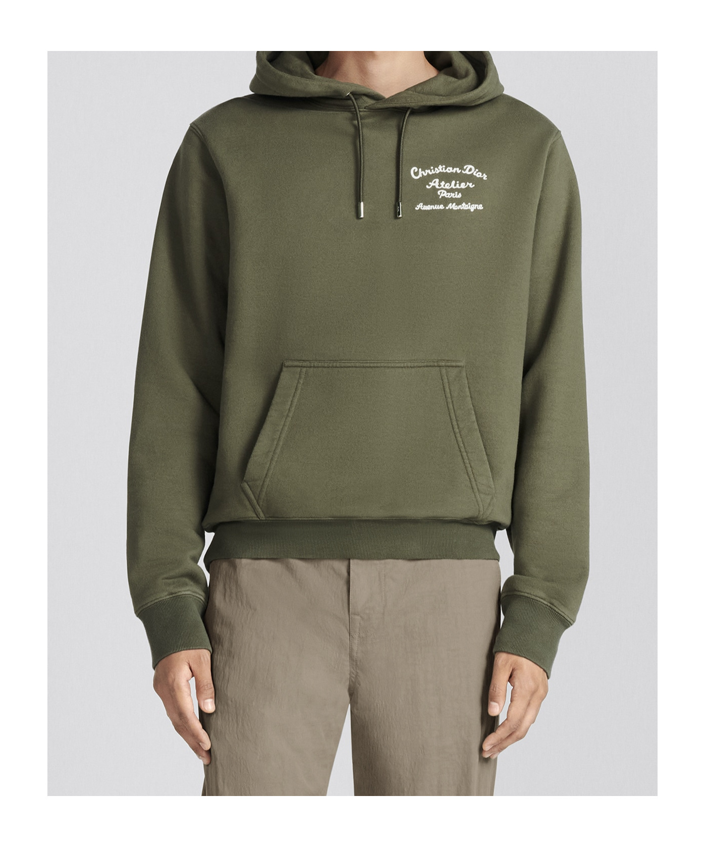 Dior Embroidery Hooded Hoodie In Green
