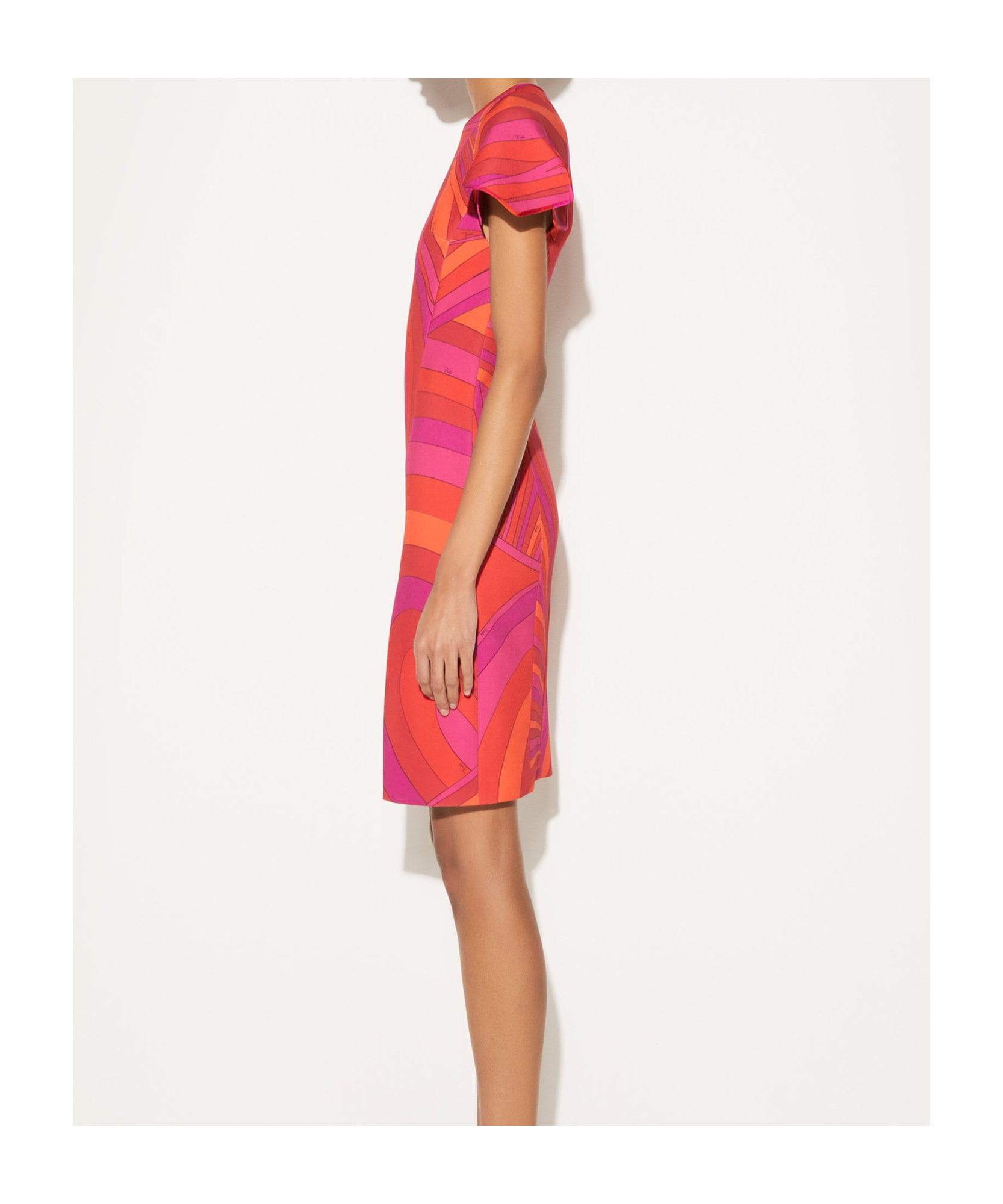 Pucci Round-collar Short-sleeve Dress In Red