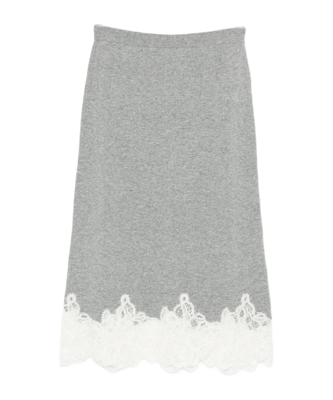 Fabiana Filippi Lace-trimmed Pencil Skirt In Gray