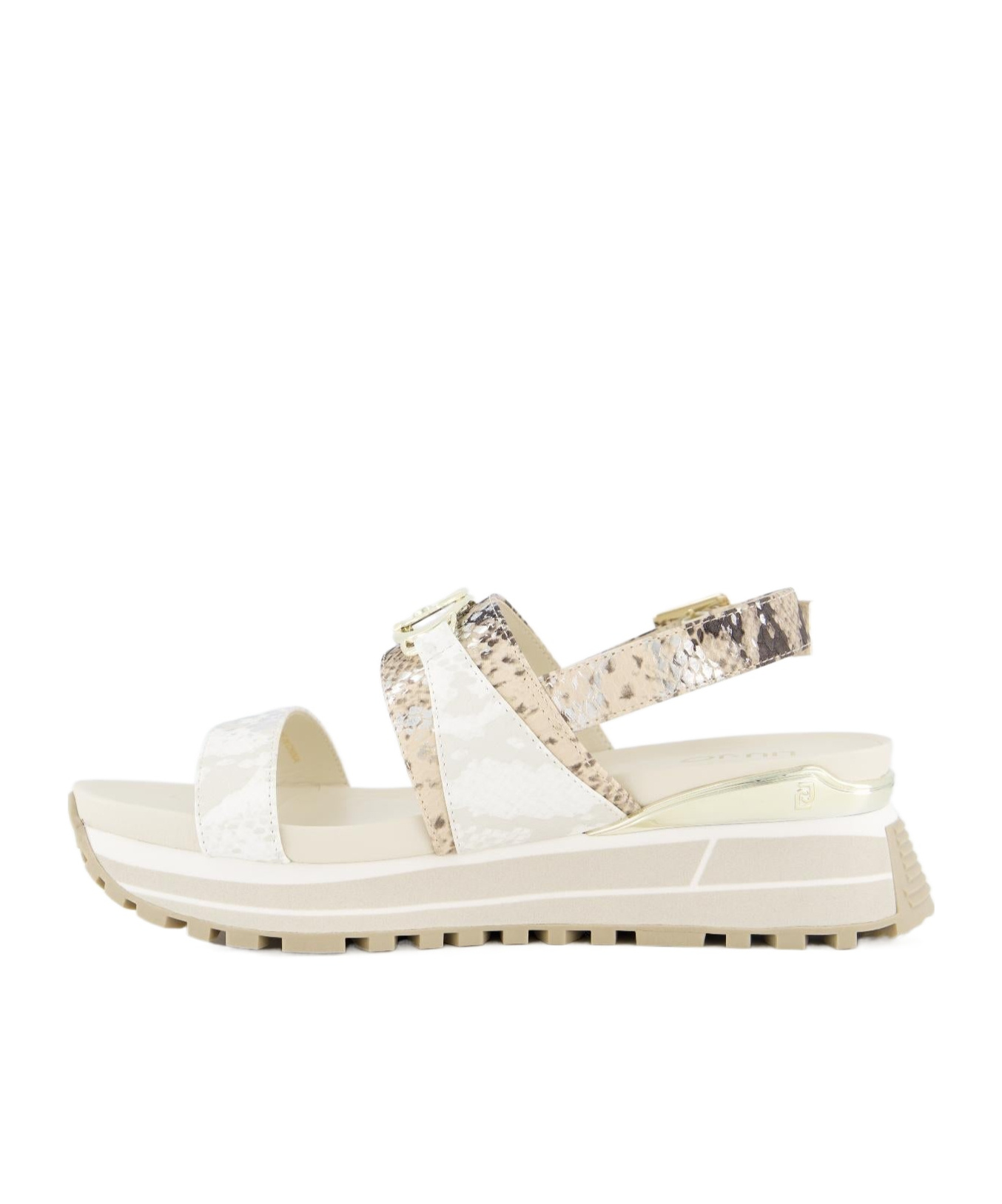 Liu •jo Graphic Flat Sandals In Nude
