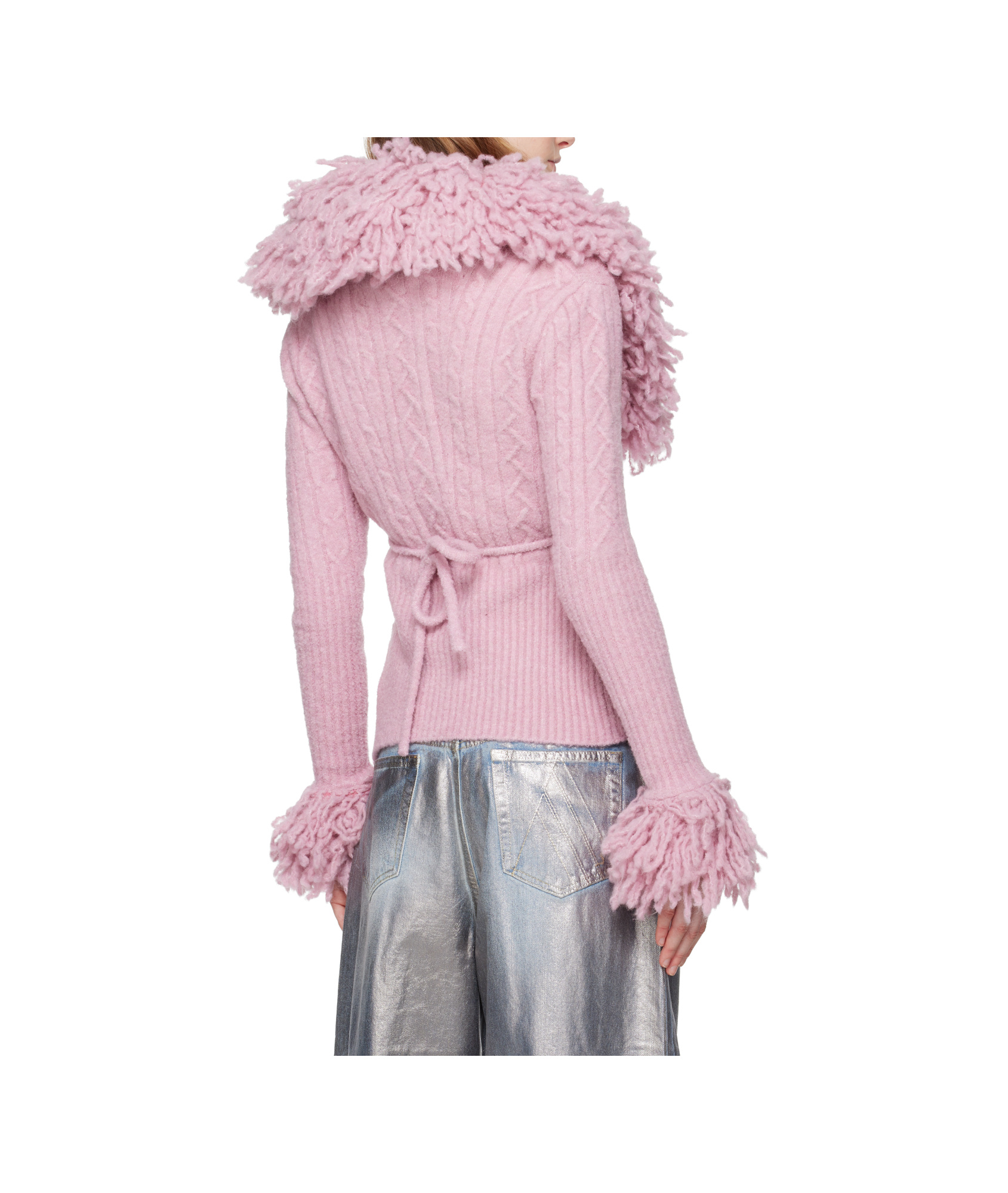 Attico Cable-knit Cardigan In Pink