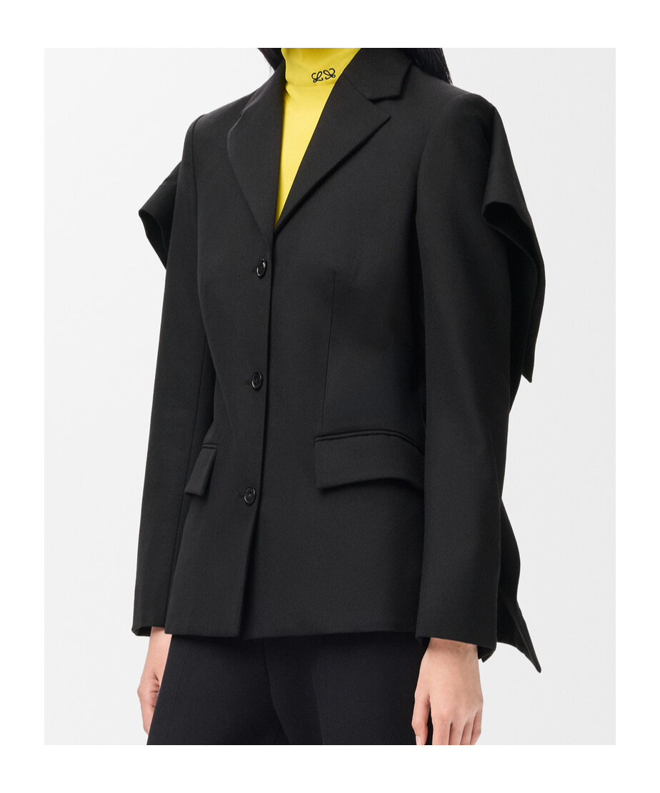 Loewe Wool Open-back Blazer In Black
