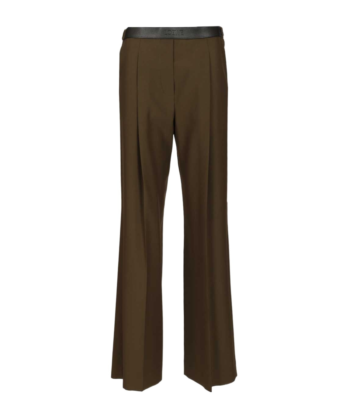 Loewe Logo Embossed Pleat Detail Trousers In Green