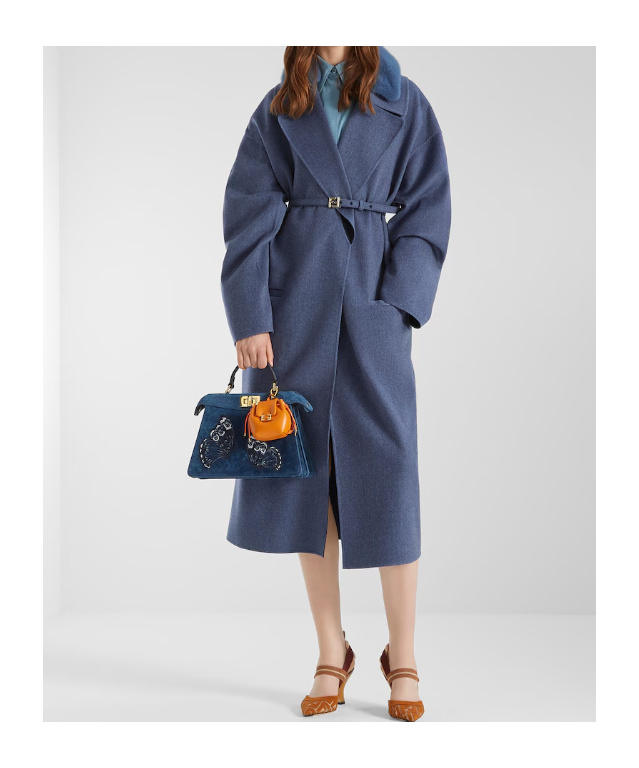 Fendi Blue Cashmere Coat In Blue