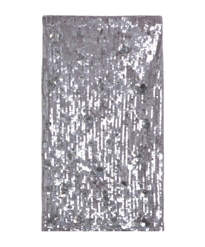 P.a.r.o.s.h Micro Sequin Embellished Midi Skirt In Gray