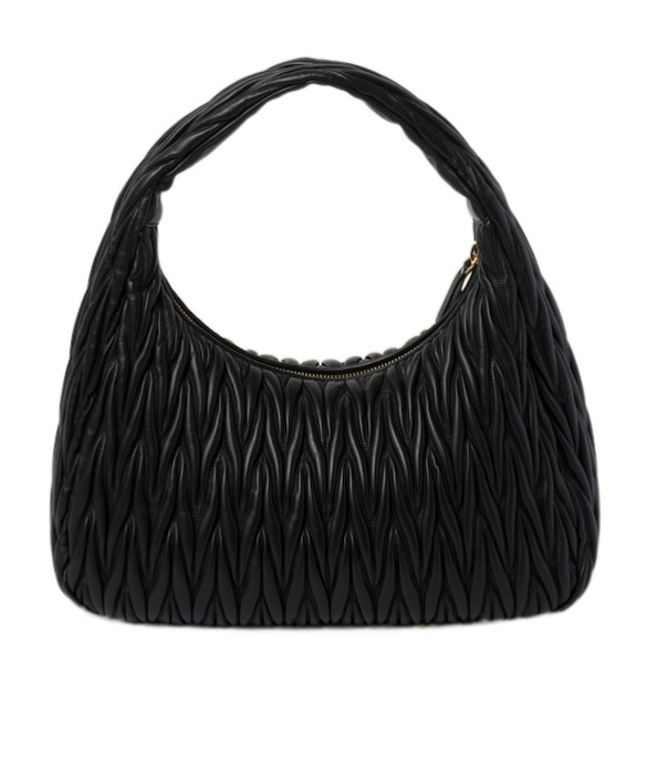 Miu Miu Miu Wander Matelassé Nappa Leather Hobo Bag In Black
