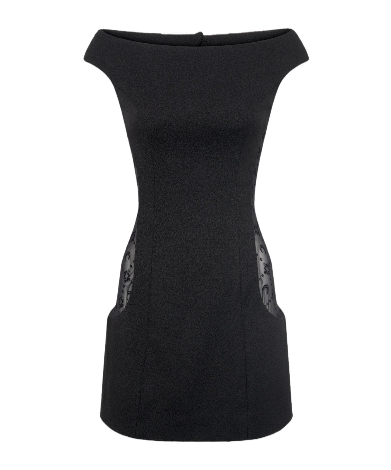 Marine Serre U-boot-ausschnitt-minikleid Mit Tiefen Schultern In Black
