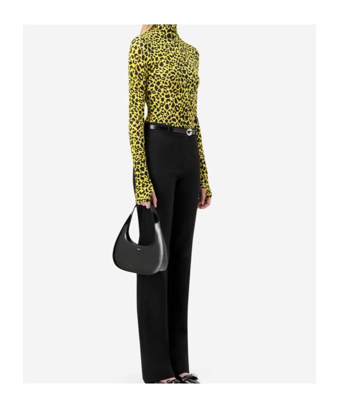Coperni Leopard Print Turtleneck Sweater In Yellow