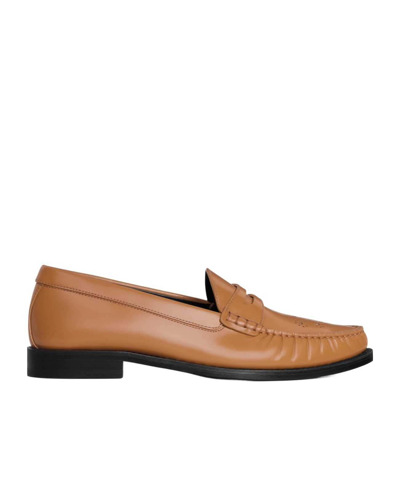 Celine Vivienne Polished Bullskin Loafers In Brown