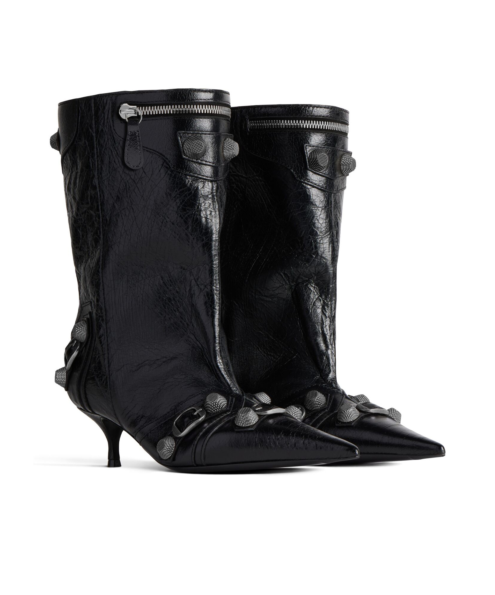 Balenciaga Cagole Wide Boots In Black