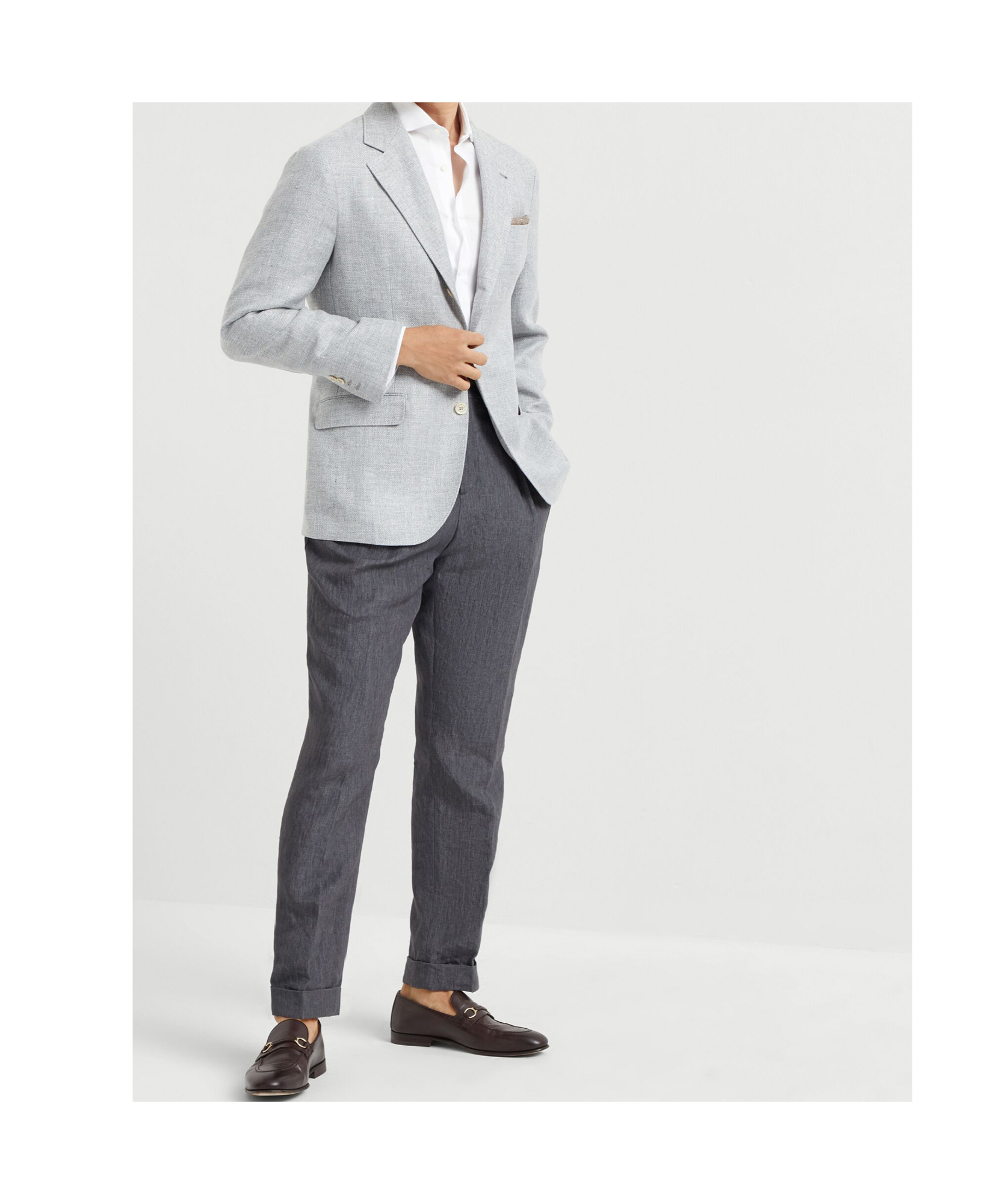 Brunello Cucinelli Cotton Shirt With Button-up Style And Spread Collar In White