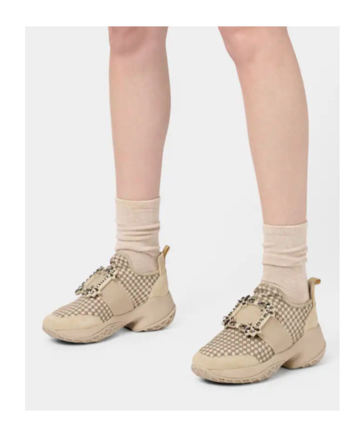 Roger Vivier Viv' Run Sneakers In Fabric In Neutral