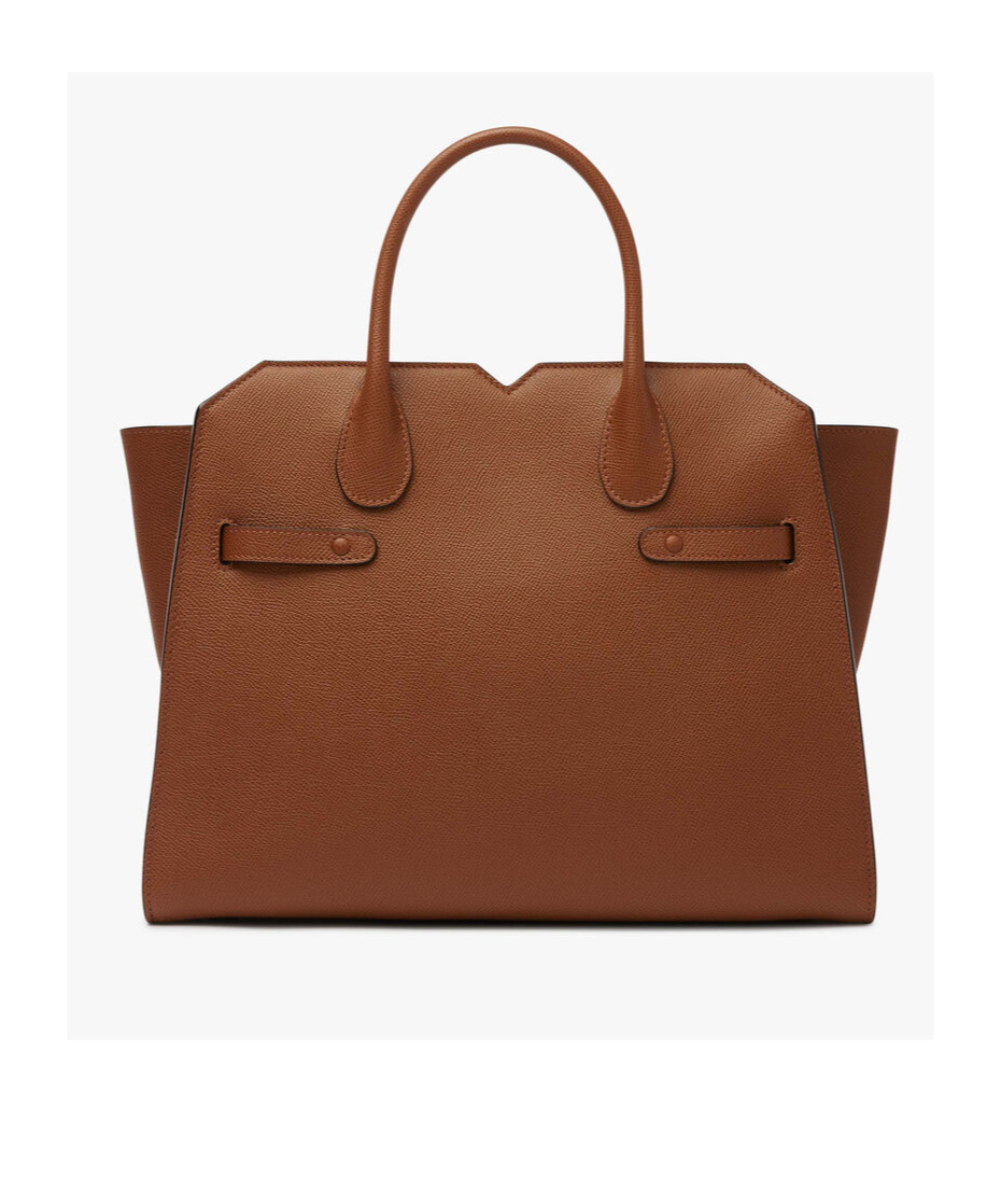 Valextra Medium Double Handle Handbag In Brown