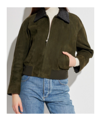 Bottega Veneta Leather-trimmed Suede Blouson Jacket In Green