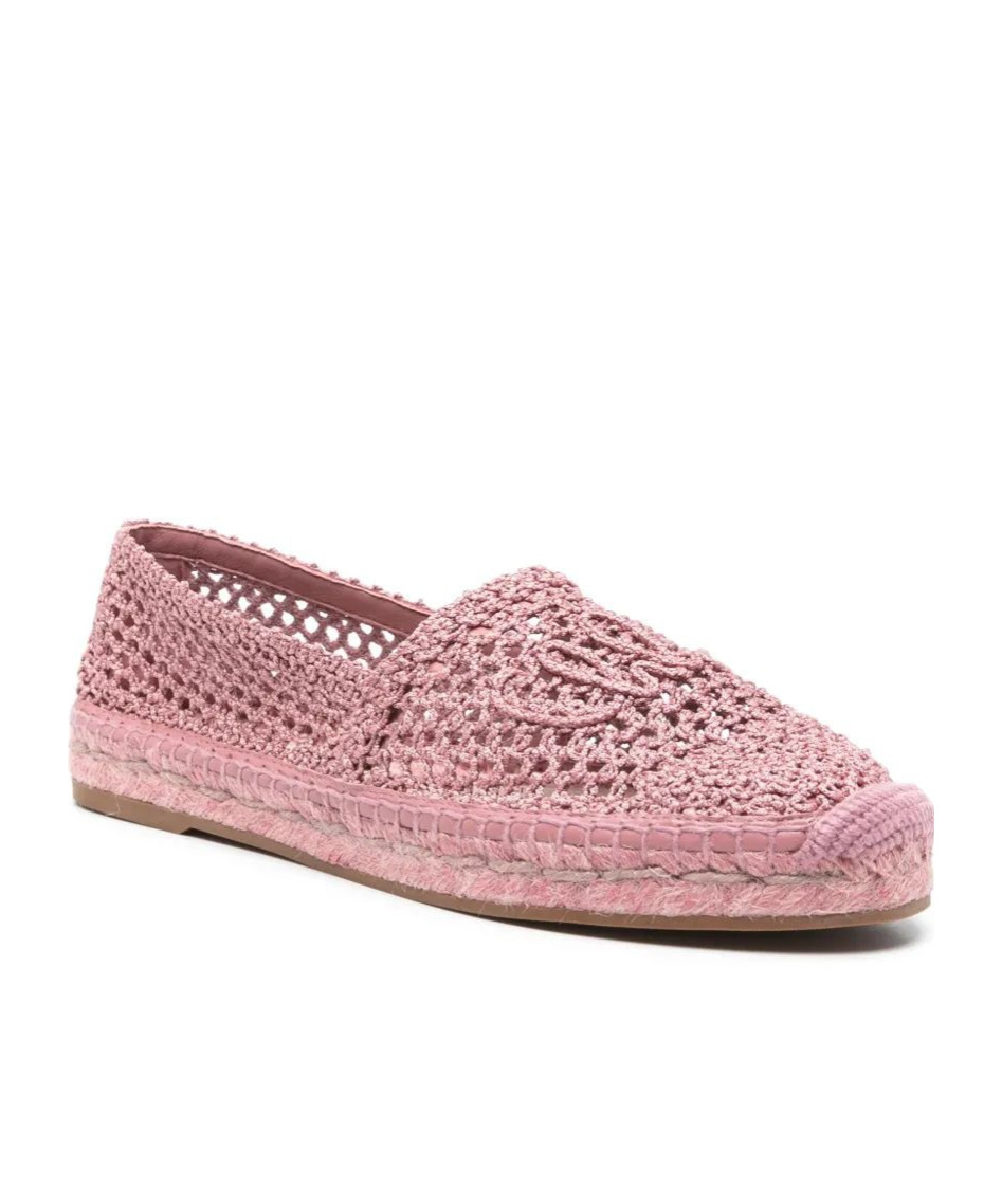 Chloé Antiqued Pink Crochet Isla Espadrilles In Pink