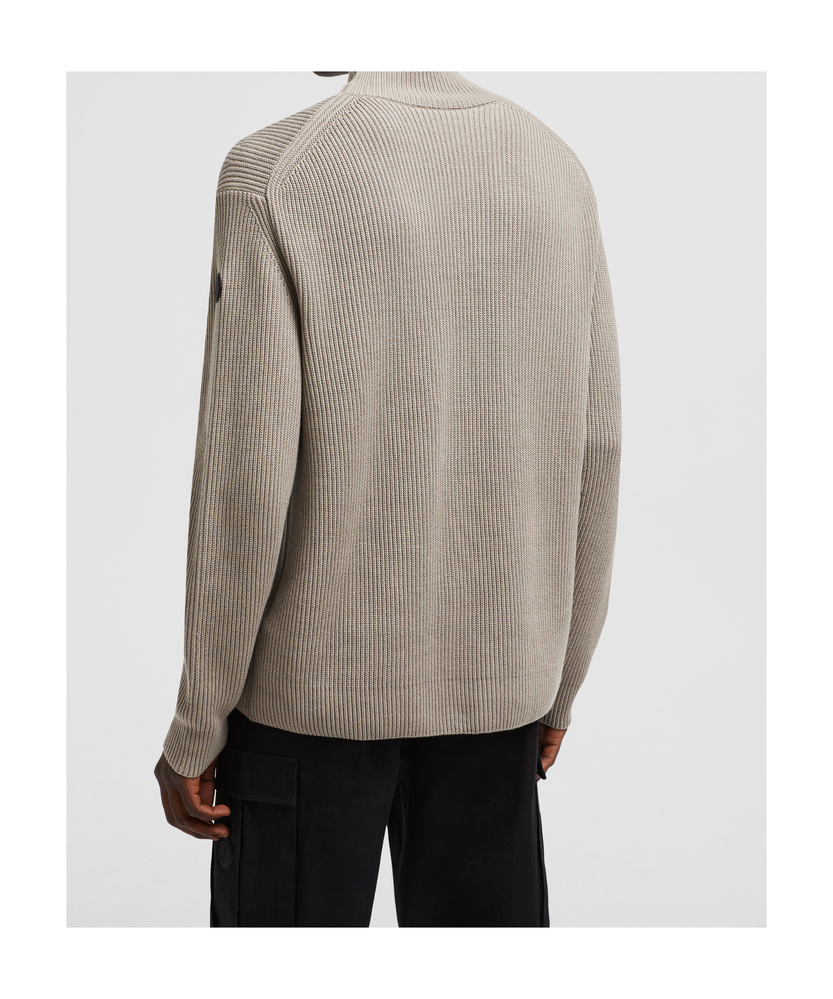Moncler Logo Patch Turtleneck Knit Jumper In Gray