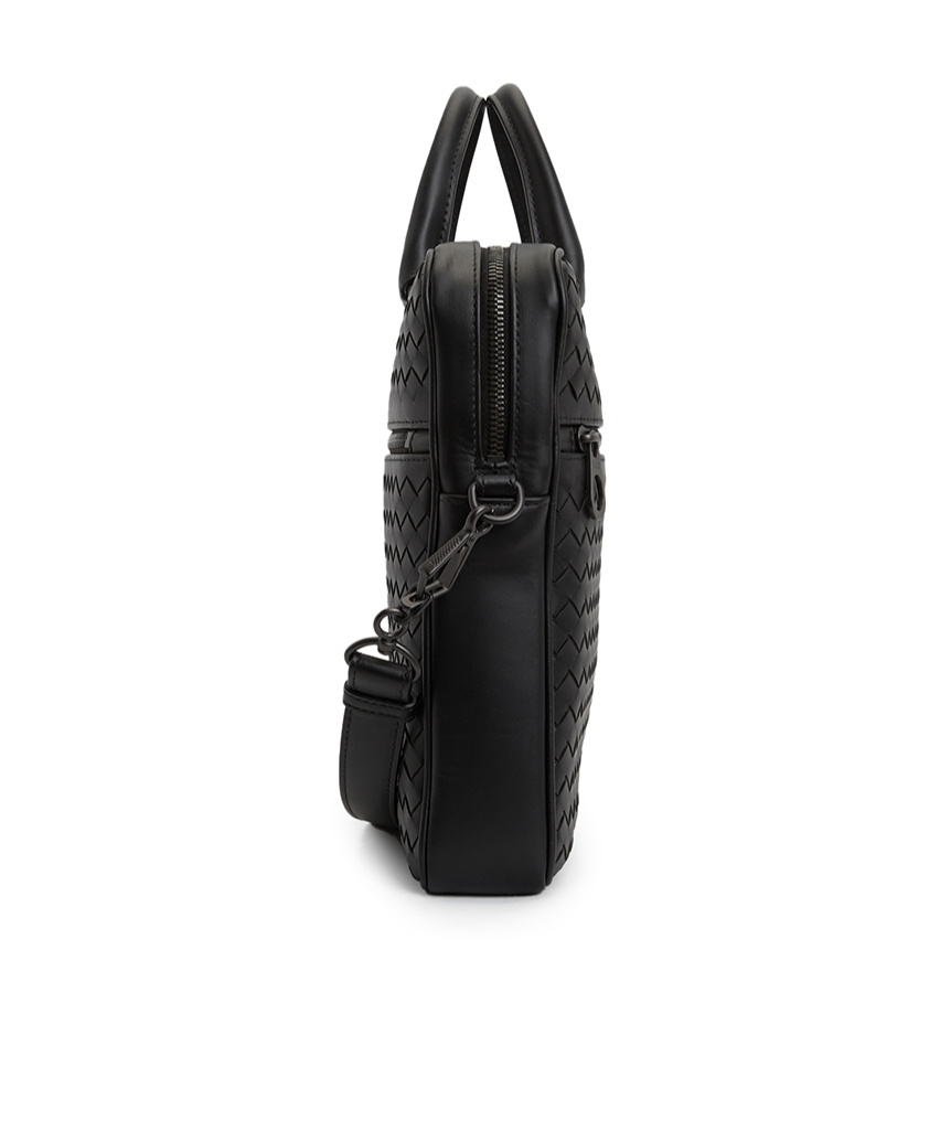 Bottega Veneta Intreciato Briefcase In Black