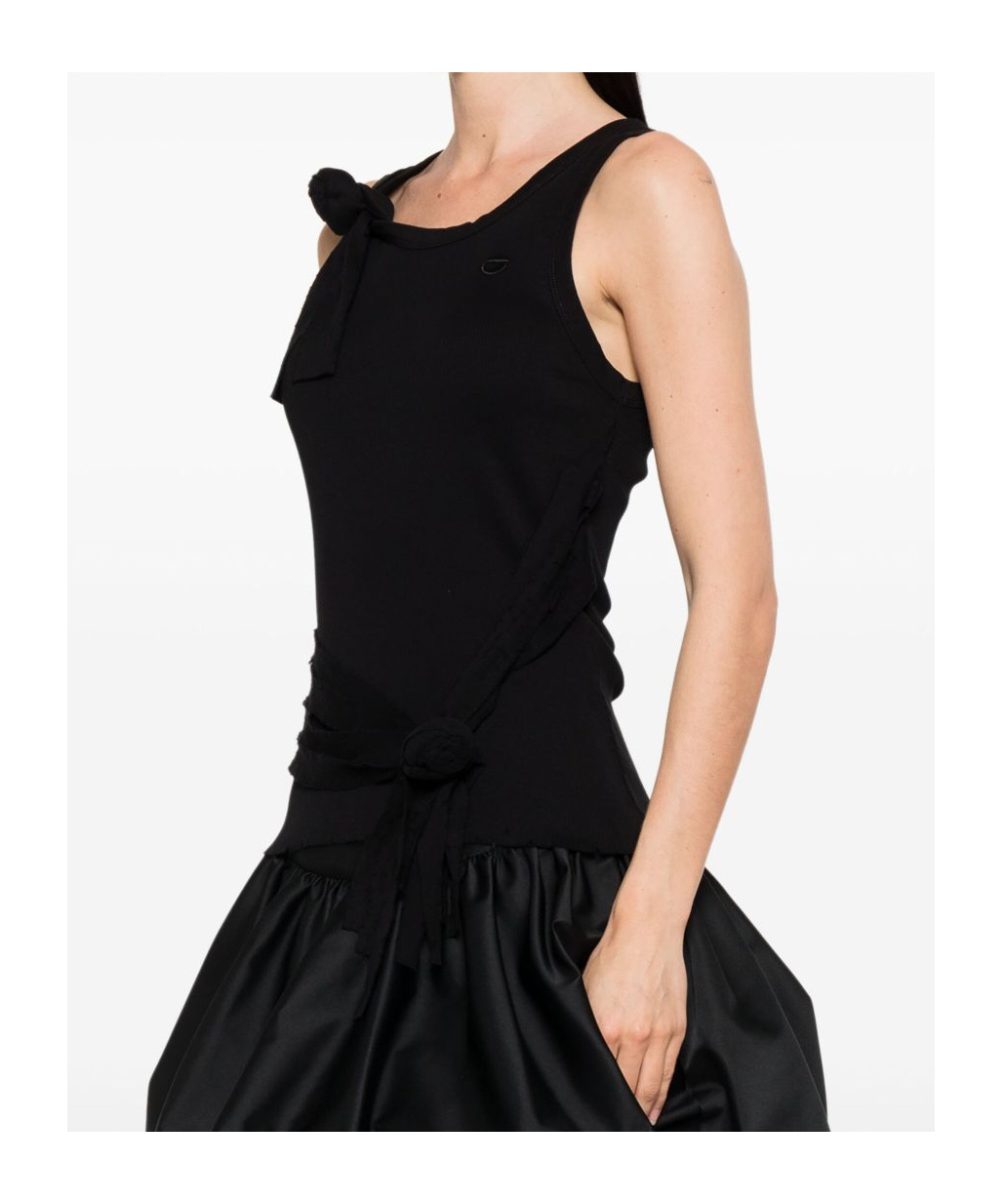 Coperni Black Cotton Top With Front Detail In Black