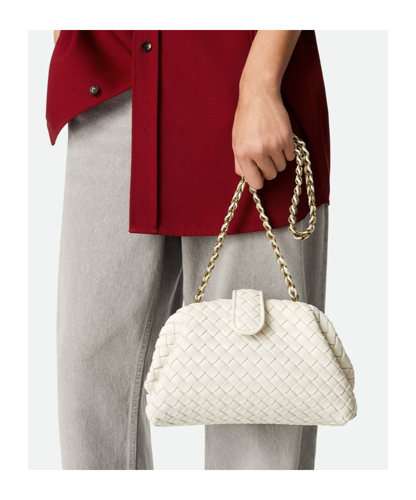 Bottega Veneta Lauren 1980 Mini Clutch Bag With Chain Strap In White