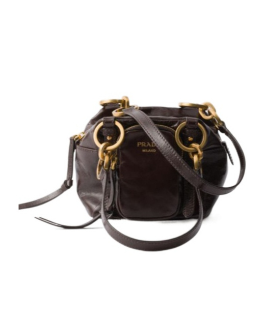 Prada Dangle Leather Top-handle Mini-bag In Brown