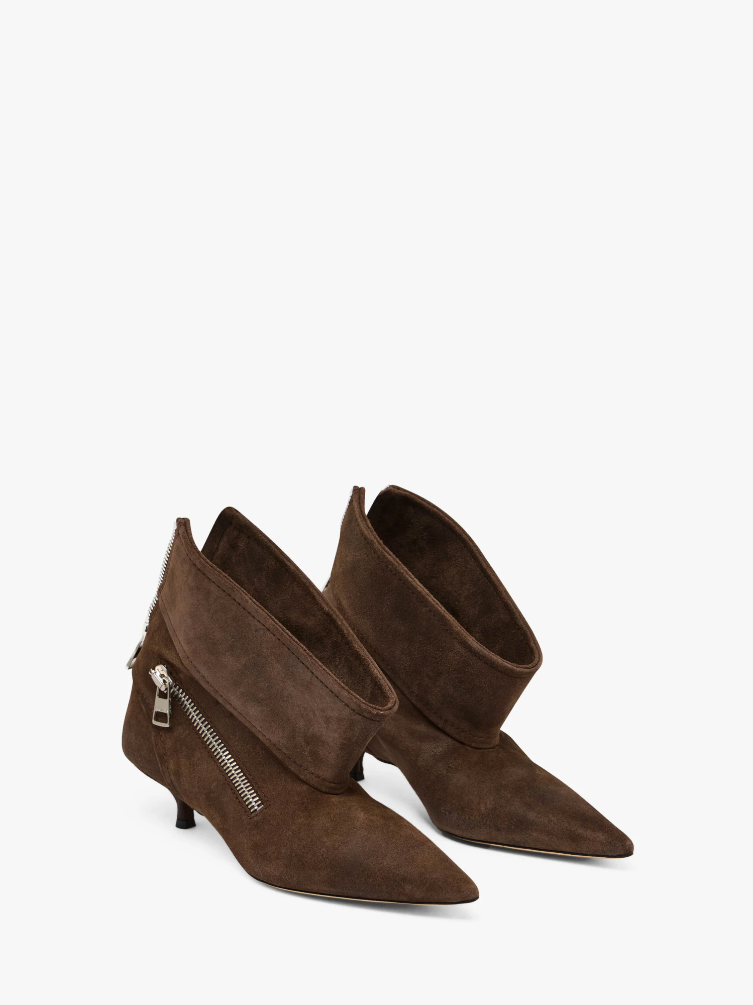 Jw Anderson Biker Suede Kitten-heel Booties In Brown