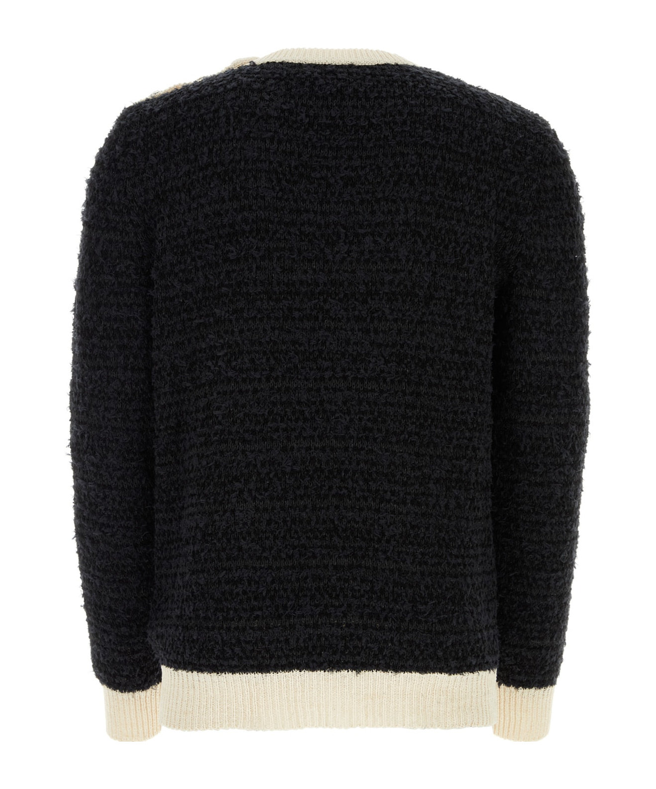 BALMAIN LOGO-EMBROIDERED BOUCLÉ JUMPER