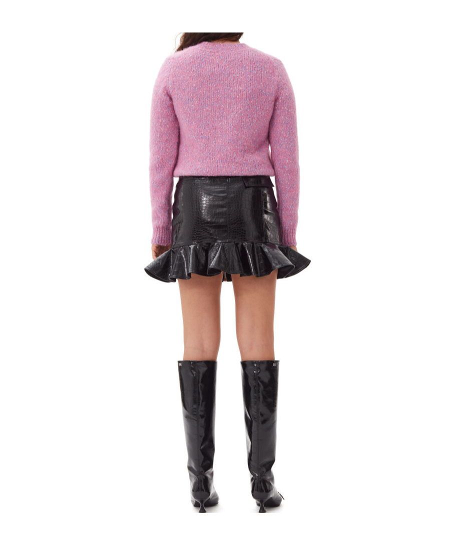 Ganni Women Black Synthetic Leather Mini Skirt In Black