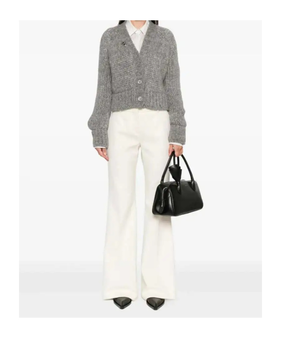 Ermanno Scervino Button-embellished Knit Cardigan In Gray